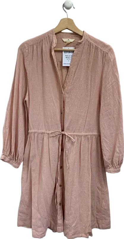 H&M Pink Linen-Cotton Blend Dress UK XS