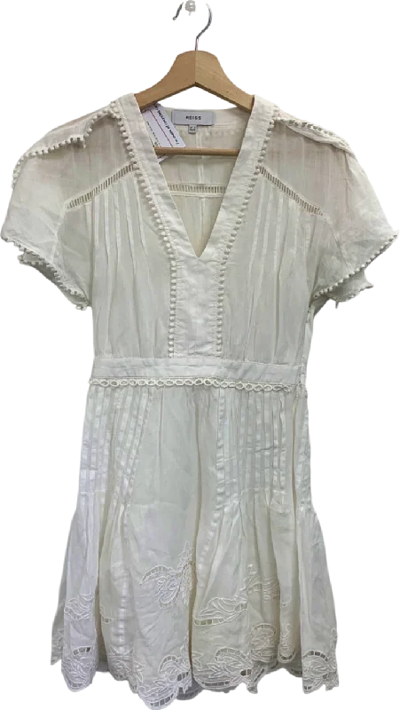 Reiss White Embroidered Summer Dress UK 4