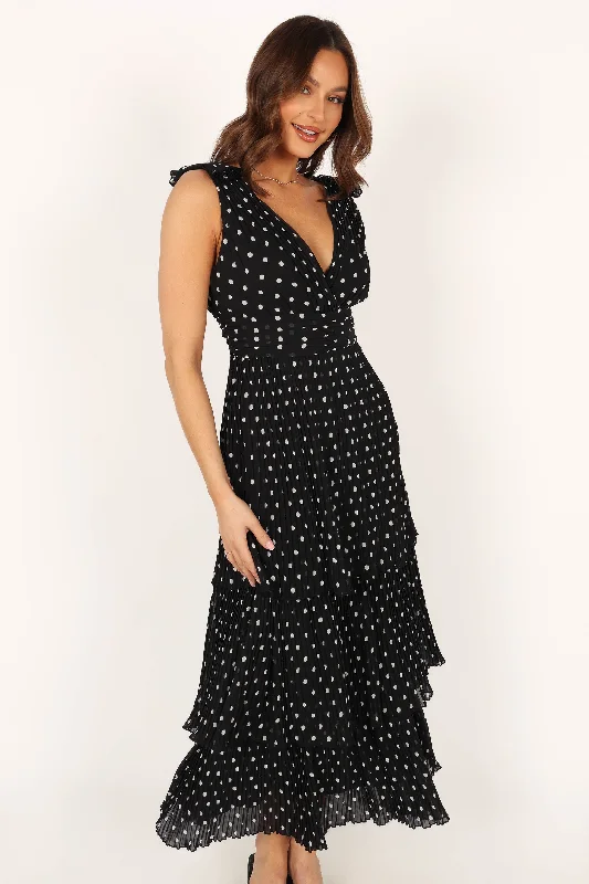 Andromeda Maxi Dress - Black White Polka Dot