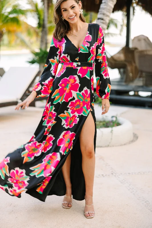 Just Feels Right Black Floral Maxi Dress