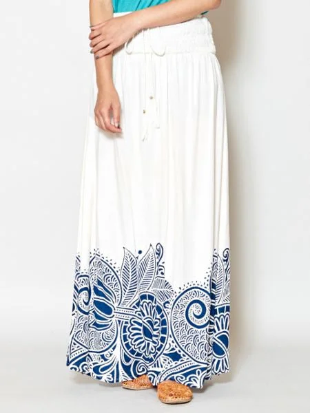 Ethnic Flower Print Long Skirt