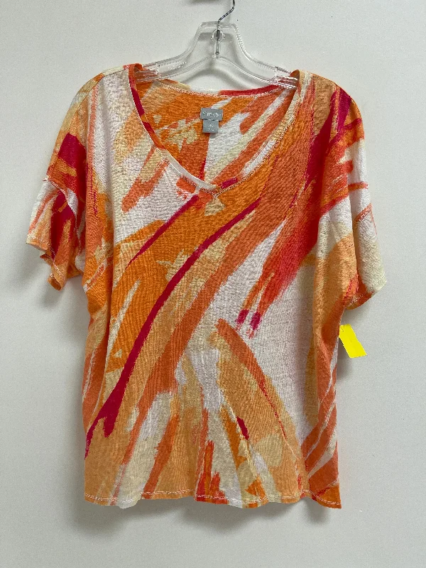 Top Short Sleeve By Chicos In Orange, Size: L