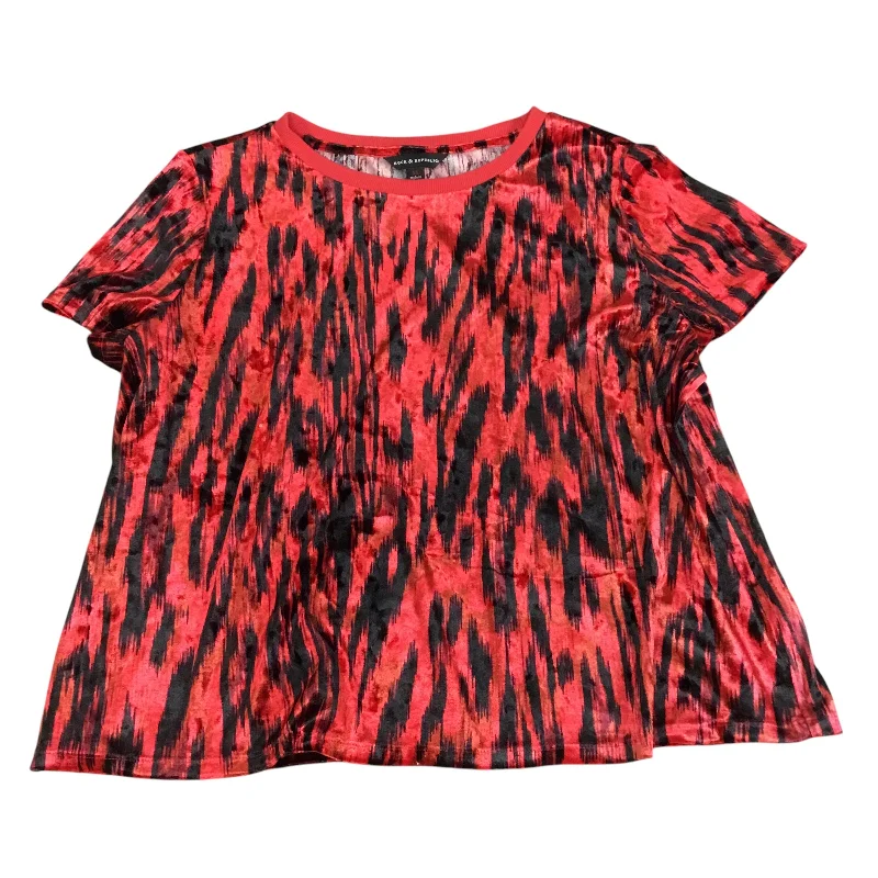 Top Short Sleeve By Rock And Republic In Black & Red, Size: Xl