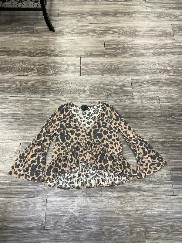 Blouse Long Sleeve By Altard State In Animal Print, Size: S