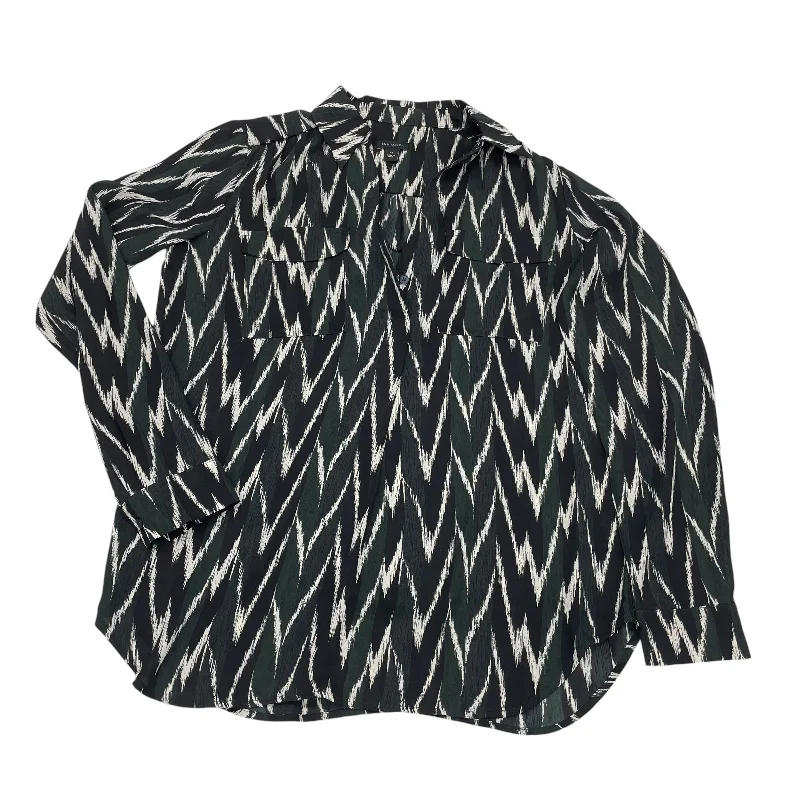 Blouse Ls By Ann Taylor In Black & Green, Size:Xs