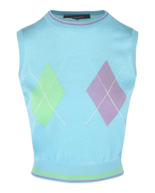 Sleeveless Argyle Sweater