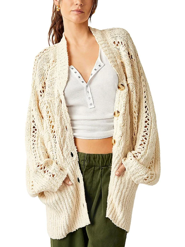 Womens Cable Knit Long Sleeves Cardigan Sweater