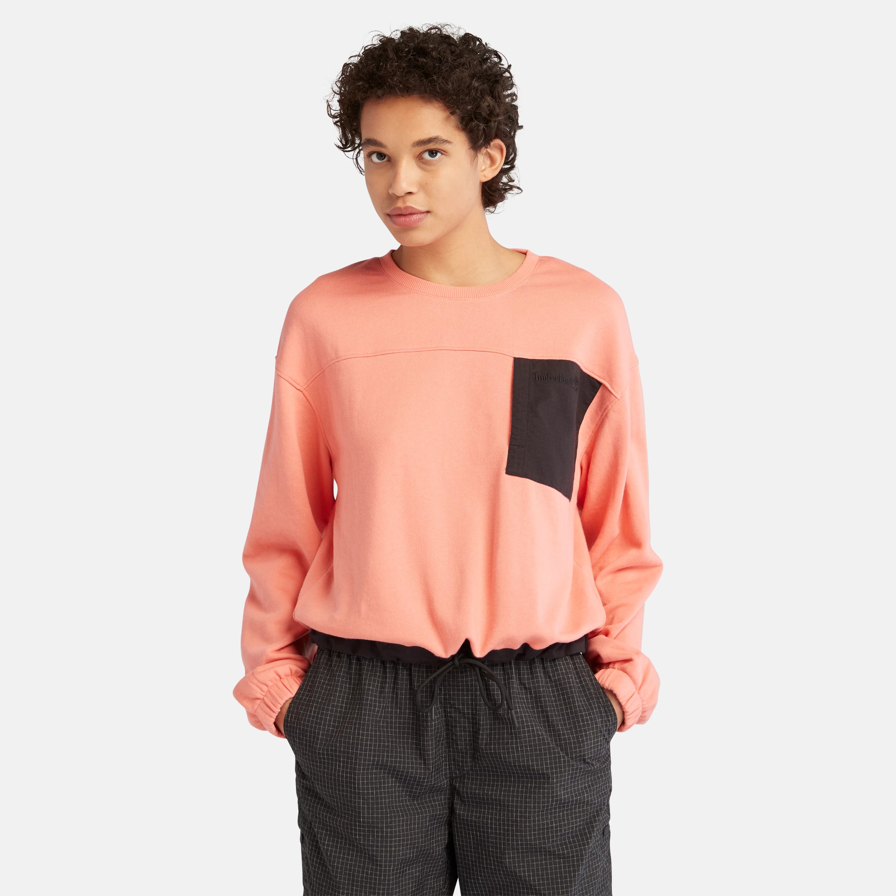 Women's Mixed-Media Crew Neck Sweatshirt