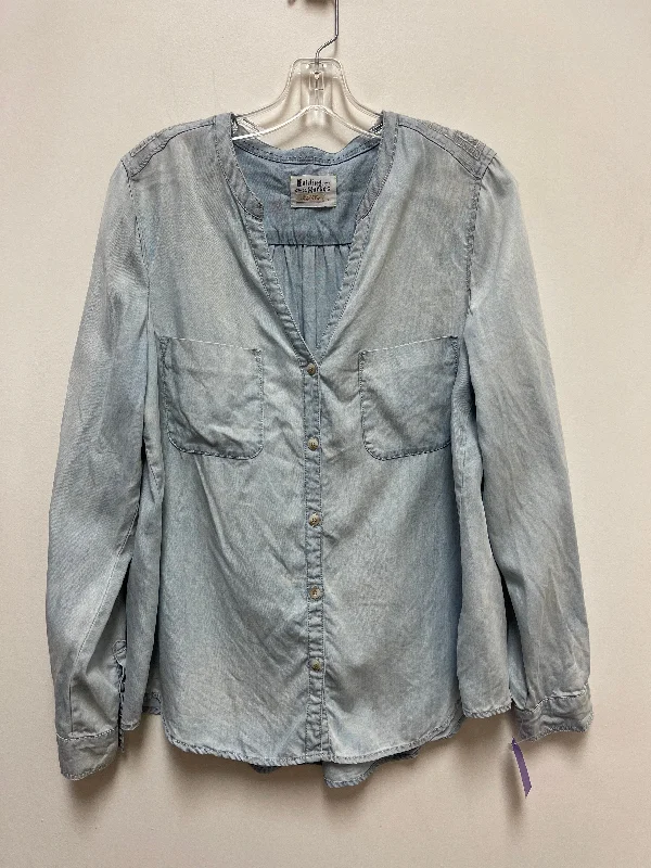 Top Long Sleeve By Holding Horses In Blue Denim, Size: S