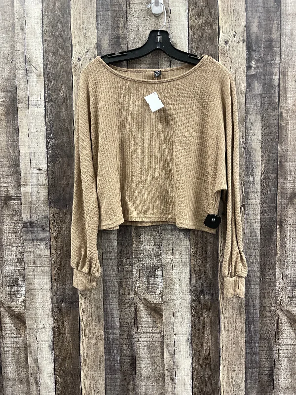 Top Long Sleeve By Shein In Tan, Size: M