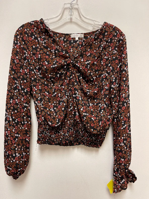 Top Long Sleeve By Ultra Flirt In Floral Print, Size: L