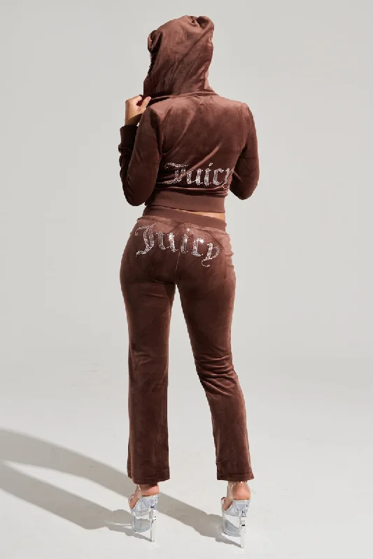 SOLID RIB WAIST VELOUR PANT