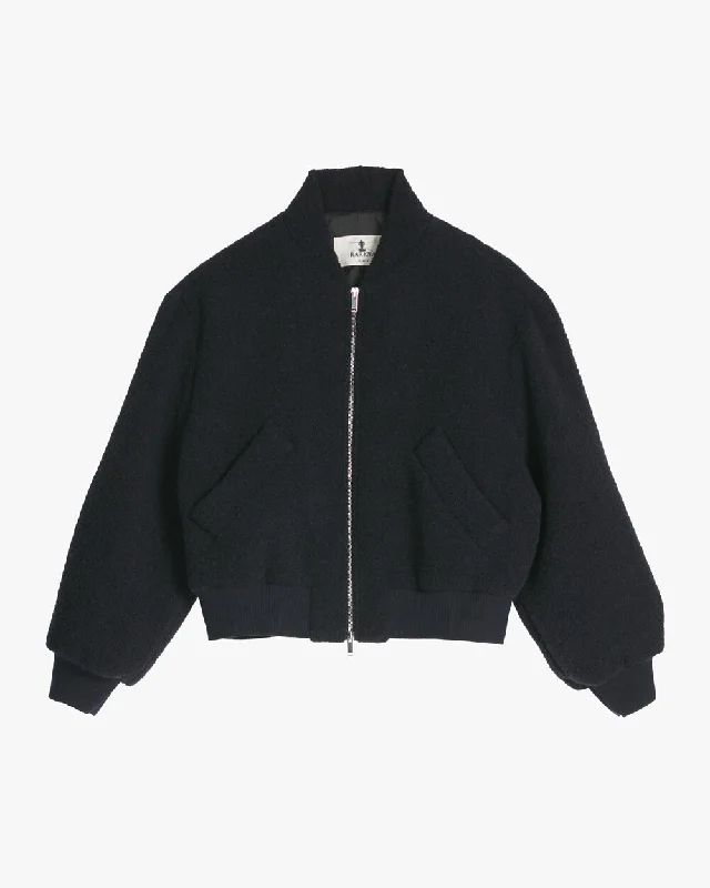 Barena Navy Boucle Bomber Jacket