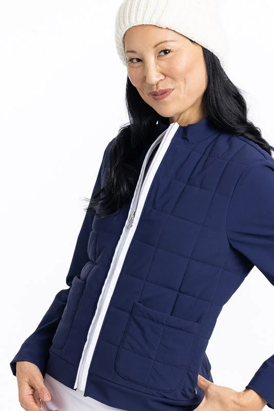 Quilted and Cozy Golf Jacket - Navy Blue - FINAL SALE