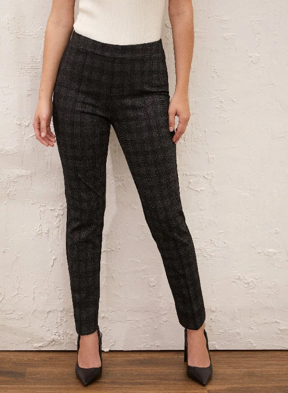 Pull-On Plaid Motif Pants