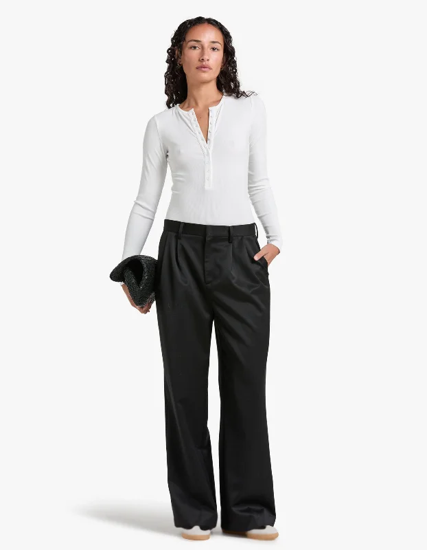 Double Pleated Trouser - Black