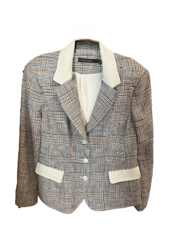 Single Breasted Jacket In Palace Blue Plaid