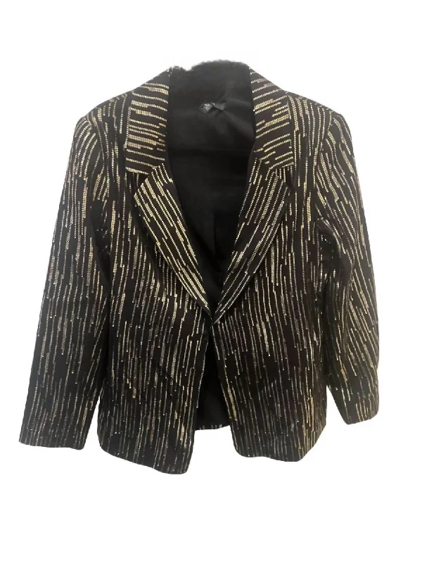 Women's Linda Gold Sequin Jacket In Black/gold